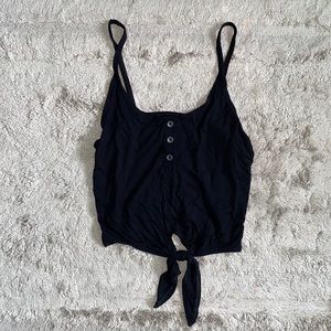American Eagle Outfitters Black Tie-Front Tank Top